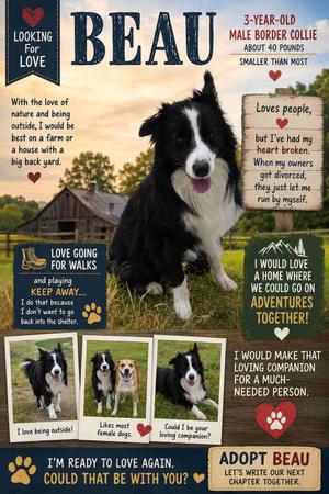 Beau, Border Collie, adult, available for adoption