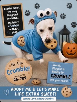Crumble 2026-789, Bulldog Mix, young, available for adoption