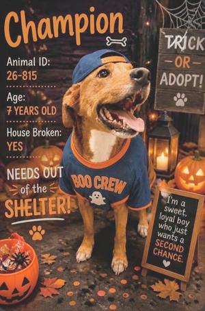 Champ 2026-815, Hound Mix, senior, available for adoption