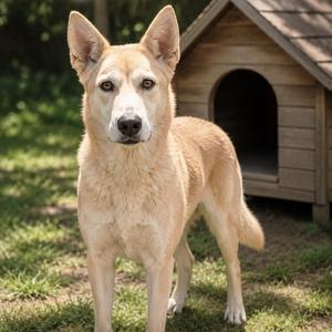 Lassie, Yellow Labrador Retriever / Husky, adult, available for adoption