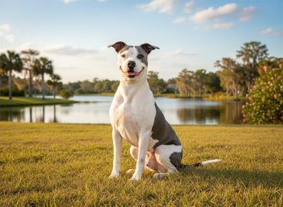 ABBY, American Staffordshire Terrier, senior, available for adoption